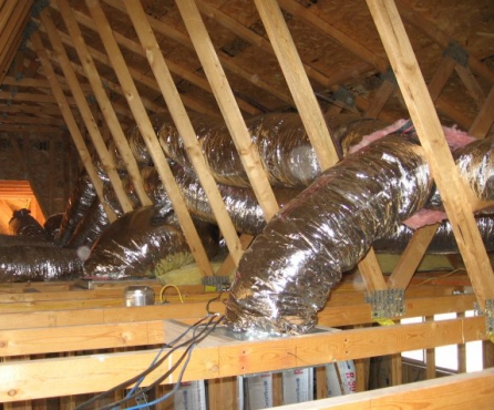Home HVAC Ductwork in a cellar